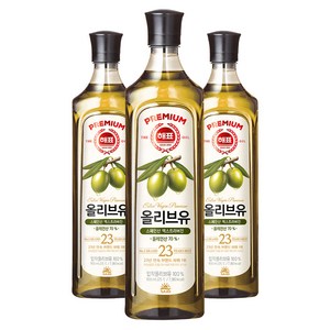 해표 압착 올리브유, 900ml, 3개