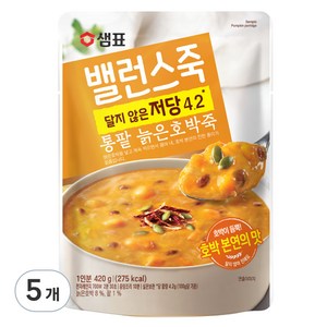 샘표 밸런스죽 통팥 늙은호박죽, 420g, 5개