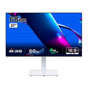 주연테크 4K UHD 모니터 USB C 65W 피벗 화이트, 68cm, V27UI-60M(무결점)