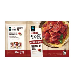 청정원 바로 eat 안주야 매콤쫄깃 육포, 30g, 3개