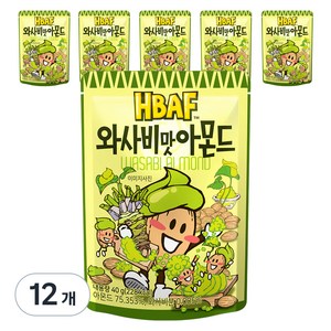 바프 와사비맛 아몬드, 40g, 12개