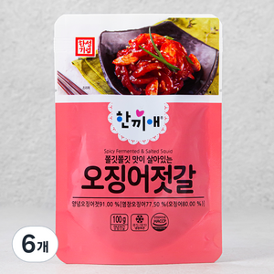 한끼애 오징어젓갈, 6개, 100g