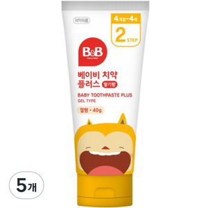 비앤비 유아용 베이비 치약 플러스 겔 딸기, 40g, 5개