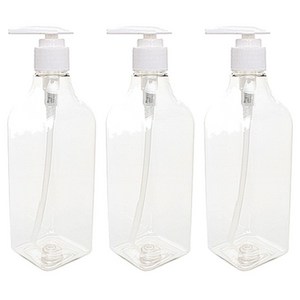 병도매닷컴 DNS500 디스펜서 500ml 3개, 용기(사각투명), 캡(206흰색)