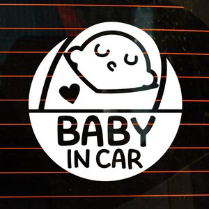 뭉키데코 자동차 스티커 엠블렘 코자 baby in ca, 반사지, 1개