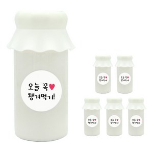 도나앤데코 사랑스러운뚜껑 보틀 6p + 오늘꼭챙겨먹기 스티커 6p, 화이트, 200ml, 1개