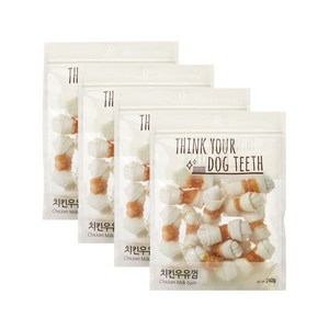 더주스 Think your dog teeth 딩고 소가죽 강아지 껌 소 15p, 치킨우유껌, 240g, 4개