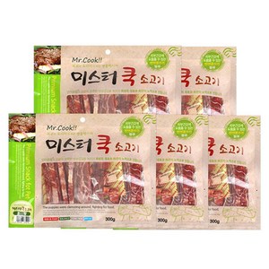 도그펜시아 미스터쿡 혼합 건조간식, 소고기맛, 300g, 5개