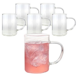 삼호유리 내열유리 손잡이 유리 머그컵 240ml mug cup-1, 6개