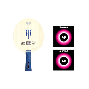 버터플라이 티모볼 CAF 탁구라켓 FL + 로제나 러버 2p, 라켓헤드(157 x 150 mm), 1세트