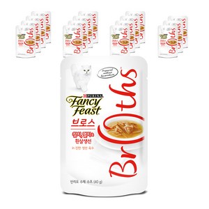 팬시피스트 브로스 고양이 간식 파우치 생선, 참치 + 멸치 + 흰살생선 + 진한 생선 육수 혼합맛, 40g, 16개