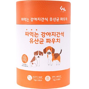 씨엔앨 라이프 짜먹는 강아지간식 파우치 영양제 소고기 30p + 연어 30p, 장건강/유산균, 1세트, 900g