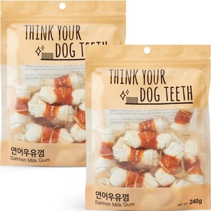 강아지 Think your dog teeth 연어우유껌 소형 240g 15p, 연어맛, 2개