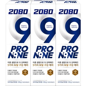 2080 프로나인 오리지날 민트향 치약, 120g, 3개