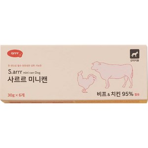 아르르 강아지 사르르 미니캔 독 30g 6p, 비프 + 치킨, 180g, 1개