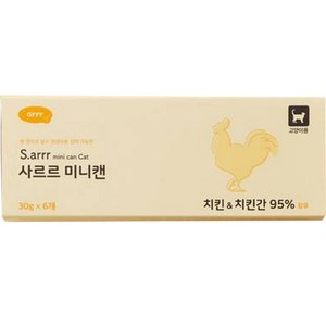 아르르 고양이 3개월~전연령 미니캔, 닭, 30g, 6개