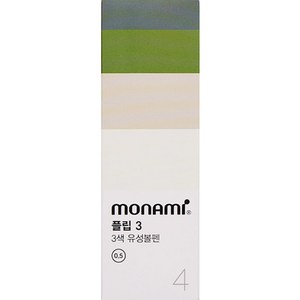 모나미 FLIP 3 볼펜 4종 세트 0.5mm, 스모키 그레이, 올리브 그린, 샌드, 퓨어 베이지, 1세트