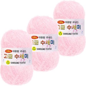 yana 대용량 고급 수세미 뜨개실 100g, 105 흰분홍, 3개