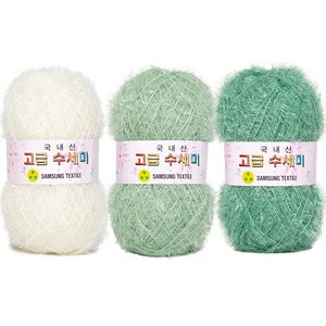 yana 고급 수세미 뜨개실 80g x 3종 + 도안 3종 세트, X2 민트크림, 1개