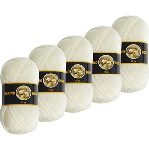 yana 메리노 울 10ply 뜨개실 100g, 303 아이보리, 5개