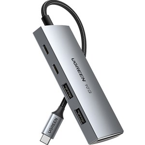 유그린 Gen2 10Gbps C타입 고속 멀티 USB3.2 허브 CM480, 메탈그레이, 1개