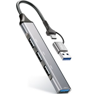 코시 다용도 듀얼 커넥트 USB 3.0 4포트 C타입 + USB-A 허브 UH4094CA, 실버, 1개