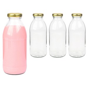 경성리빙테크 원형 음료 유리병, 400ml, 4개