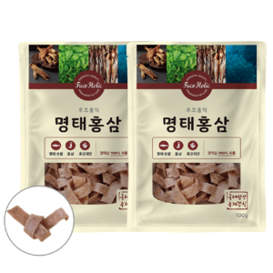 후코홀릭 강아지 건조간식, 혼합맛(명태/홍삼), 100g, 2개