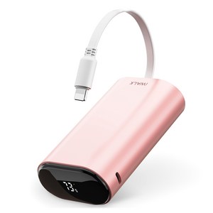 아이워크 케이블 일체형 고속 충전 보조배터리 10000mAh, 핑크, DBL10000PL