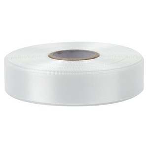 유광 단면 공단 리본 25mm, 02 백아이, 1개, 45m