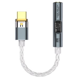 바라보고 HiFi DAC C타입 to 3.5mm 앰프 이어폰 젠더, 그레이, 1개, BA23