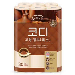 코디 천연펄프 3겹 고창 황토 고급롤화장지, 1개