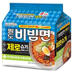 팔도비빔면 제로슈거 120g, 4개
