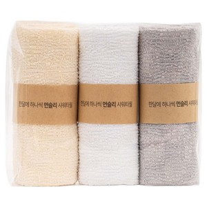 폴인홈 한달에 하나씩 먼슬리 저자극 누베 샤워타월, 1개, 3개입, 혼합색상