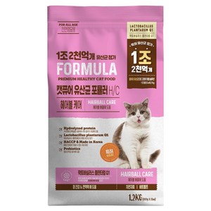 캣퓨어 고양이 유산균 포뮬러 H / C 헤어볼케어 사료, 1개, 1.2kg, 장건강/유산균