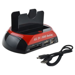 마하 하드도킹스테이션 하드 디스크 드라이브 인클로저 올인원 SATA IDE-USB HDD 875, 레드, 1개