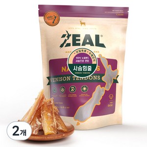 질 ZEAL 뉴질랜드산 강아지 수제간식 오래먹는간식, 사슴힘줄, 125g, 2개