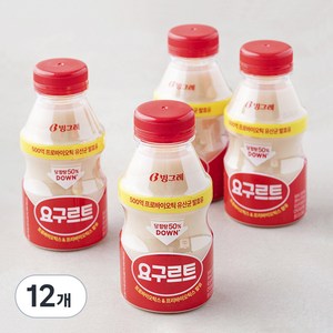 빙그레 대용량 요구르트, 280ml, 12개