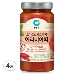 청정원 아라비아따 스파게티 소스, 600g, 4개