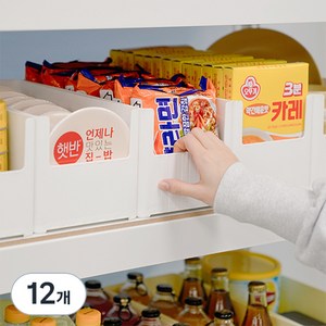 가쯔 국내 제조 와이드 팬트리 수납 정리함, 화이트, 12개