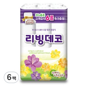 삼정펄프 3겹 리빙데코 화장지, 25m, 30롤, 6개