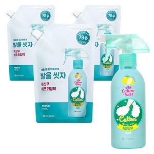 온더바디 코튼풋 발을씻자 풋샴푸 레몬민트향 본품 385ml + 리필팩 500ml 3p, 1세트