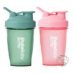 쉐이크베이비 보틀 쉐이커 2종 세트, 그린 + 핑크, 600ml, 1세트