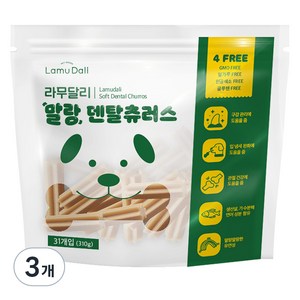 라무달리 강아지 말랑 덴탈츄러스 31개입, 연어 + 생선살 혼합맛, 310g, 3개