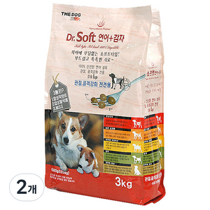 더독 닥터소프트 애견용 소프트사료, 2개, 3kg, 연어 + 감자