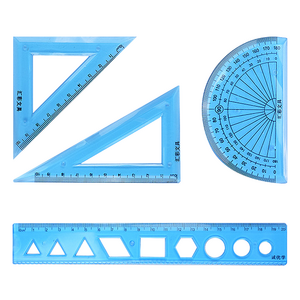 바코젤 소프트 삼각자 각도기 20cm 자 세트, 블루, 1개