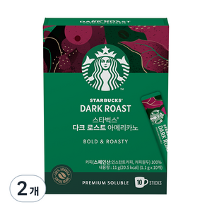 스타벅스 다크 로스트 아메리카노 원두커피믹스, 1.1g, 10개입, 2개