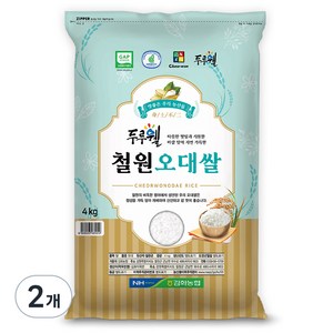 김화농협 2024년산 햅쌀 GAP인증 두루웰 철원오대쌀 백미, 상등급, 4kg, 2개