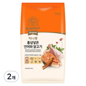 정관장지니펫 전연령 강아지 오리지널 홍삼넣은 건식사료, 닭+연어, 1kg, 2개