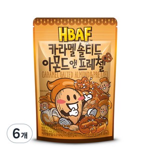 바프 카라멜 솔티드 아몬드 앤 프레첼, 120g, 6개